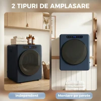 HOMCOM Mini uscător electric 1000W, 3 kg, cu display LED, 49 x 43 x 61 cm, albastru(m-7)