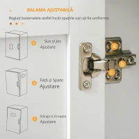 HOMCOM Masă bucătărie multi-spațiu 1 sertar 1 dulap 2 uși cu raft reglabil suport prosoape și raft sticle/conimente - MDF alb(m-4)