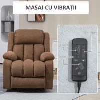 HOMCOM Scaun cu ridicare si inclinare pentru batrani, scaun cu ridicare tapitat din material rezistent pentru sufragerie cu telecomanda, buzunar lateral, gri(m-6)