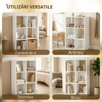 HOMCOM Raft pentru cărți, raft vertical cu 3 niveluri, raft îngust cu dispozitiv anti-răsturnare, unitate de depozitare pentru living, dormitor, birou, Alb(m-5)