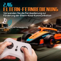 AIYAPLAY elektrische kinderauto, 12V, afstandsbediening, MP3, USB, dubbele motor, muziek, vering, 3-5 km/u, 3-5 jaar, Oranje(m-5)