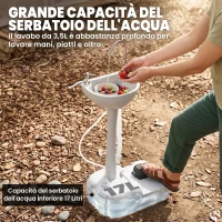 Outsunny Lavabo Portatile da Campeggio con 2 Ruote, Serbatoio Acqua 17L e Serbatoio Sapone 2.5L, 51x33.5x103cm(m-4)