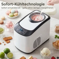 HOMCOM Eismaschine ohne Vorfrieren mit eingebautem Kompressor, 1,5L, Weiß(m-4)