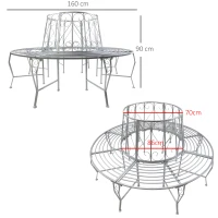 Outsunny Baumbank Rundbank 360° Gartenbank Sitzbank Baum Bank Metall ∅160cm(m-3)
