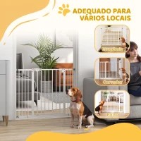 PawHut Barreira de Segurança para Cães 74-100 cm com Extensões, Montagem por Pressão e Duplo Bloqueio, Branco(m-8)