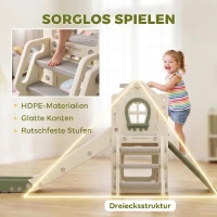 AIYAPLAY Faltbare 5-in-1 Kleinkinderrutsche mit Kletterelement, Basketballkorb, Stauraum und Basketball für Kinder von 1-3 Jahren, Cremeweiß(m-7)