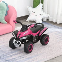 HOMCOM Mini Quad per Bambini 18-36 Mesi a Spinta Manuale con Musiche Integrate e Ampio manubri, Moto per Bambini in PP e Metallo, 67.5x38x44 cm, Rosa(m-10)