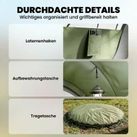 Outsunny Pop Up Zelt 4 Personen Tunnelzelt mit Schlafzimmer 2 Türen 2 Mesh-Fenstern Abnehmbarer Überzug Bodenplane, wasserdicht(m-9)