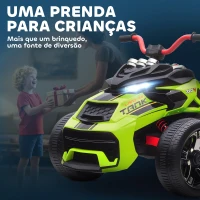 AIYAPLAY Quadricilo Elétrico para Crianças 12V com 2 Motores Velocidade até 5 km/h 3 Rodas Faróis Buzina Música 113x74x63 cm Verde(m-9)