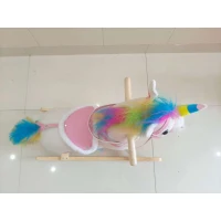 AIYAPLAY Căluț Balansoar pentru Bebelusi Design Unicorn cu Sunet Cal Balansoar Bază din Lemn pentru Copii 1-3 Ani Crem(m-2)