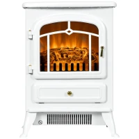 HOMCOM Modern Electric Fireplace, Freestanding Electric Stove Fire with Flame Effect, 950/1850W, White(m-11)