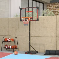 AIYAPLAY Kinder-Basketballkorb, Outdoor-Basketballkorb für Kinder, 210-260 cm höhenverstellbar, mit Rädern, ab 6 Jahren, Rot(m-10)