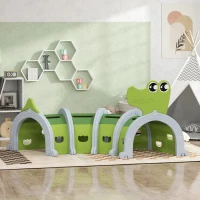 AIYAPLAY Krokodil Spieltunnel, flexible Form, robust, für Kinder 3-6 Jahre, 194 x 88 x 92 cm, Grün(m-10)
