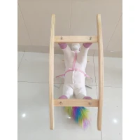 AIYAPLAY Căluț Balansoar pentru Bebelusi Design Unicorn cu Sunet Cal Balansoar Bază din Lemn pentru Copii 1-3 Ani Crem(m-3)