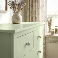 HOMCOM 5 Drawer Chest of Drawers, Modern Dresser for Bedroom, Bedside Storage Cabinet, Wide Storage Unit with Glide Runners for Living Room, Hallway, Closet, 79 x 39.5 x 80.5 cm, Sage Green(m-11)
