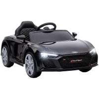 AIYAPLAY Coche Eléctrico para Niños Audi R8 Spyder 12 V con Mando 2,4G 2 Motores Arranque Suave y Suspensión Trasera Negro(m-1)