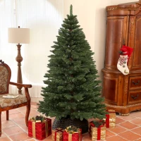 HOMCOM Árbol de Navidad Artificial 180 cm con 1050 Ramas y Base de Acero Plegable Montaje Rápido para Salón Interior Verde(m-2)