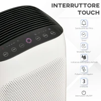 HOMCOM Purificatore d'Aria Filtro HEPA Triplo Strato, 3 Velocità, Modalità Sonno e Timer, 32.7x22x55.8cm, Bianco(m-5)