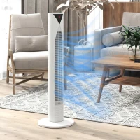 HOMCOM Ventilateur tour avec télécommande minuterie 12 heures mode veille 3 vitesses 31,5 x 31,5 x 96 cm blanc(m-6)