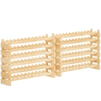 HOMCOM Six-Tier, 72 Bottle Wooden Wine Rack Set of 2 - Natural(m-1)