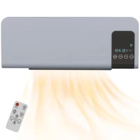 HOMCOM Ventilator Termic de Perete Oscilant cu Telecomandă, Temporizator 12h și 2 Moduri, 54.5x12x21.5 cm, Gri(m-12)
