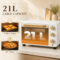 HOMCOM 21L Mini Countertop Oven, 100°C-230°C Adjustable Temperature, White(m-4)