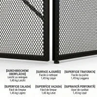 HOMCOM Paravan de protecție pentru șemineu, pliabil, cu 3 panouri din oțel și design geometric, 135x1.2x85cm, negru(m-8)