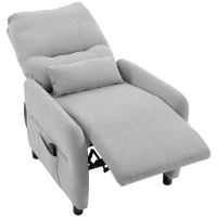 HOMCOM Massagesessel verstellbar, beheizt, mit Fußteil, Stoff, Grau(m-1)