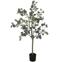 HOMCOM Decorative Artificial Tree, 5ft/ 150cm Silk Eucalyptus Tree with 230 Silver Dollar Leaves in Pot, Fake Plant for Home, Office, Living Room, Indoor Decor(m-1)