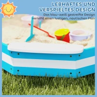 AIYAPLAY Kinderzandbak met 4 Zitplaatsen, van Sparrenhout, Bodemloos, Blauw(m-5)