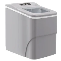 HOMCOM Machine à glaçons autonettoyante, 12kg en 24h, 9 glaçons en 8 minutes, ice maker Portable Avec cuillère et panier, capacité réservoir eau 1,8 L, pour la maison/cuisine/camping, PP argenté(m-1)
