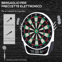 HOMCOM Bersaglio Freccette Elettronico in Plastica con 6 Freccette, Effetti Sonori e Visivi, 44 x 50 x 3.2cm, Nero(m-4)