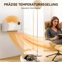 HOMCOM Aerotermă Electrică Ceramică de Perete 2000W cu 3 Moduri, Temperatură Reglabilă, Timer și Telecomandă, Alb(m-7)