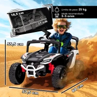 AIYAPLAY Carro Elétrico para Crianças 12V com 2 Motores Suspensão Traseira Faróis e Música 88x57,5x55,5 cm Branco(m-3)
