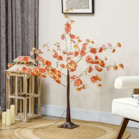 HOMCOM Árvore de Eucalipto Artificial 120 cm Árvore Artificial com 175 Luzes LED e Base Decoração Laranja e Marrom(m-10)