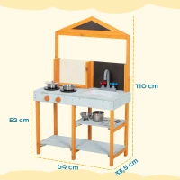 AIYAPLAY Matschküche Kinder Outdoor Spielküche Holz mit Herd Abnehmbarer Spüle Regalen für Kinder von 3-8 Jahren, Hellblau(m-3)