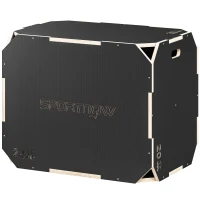 SPORTNOW Boîte Plométrique 3 en 1 en Bois pour Entraînement au Saut, Antidérapant et sans Coins, 76x61x51cm, Noir(m-13)