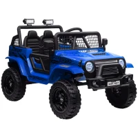 AIYAPLAY 12V Battery Powered Kids Ride-On Car, Electric Truck w/ Spring Suspension, Remote, Music, Horn, Lights, Blue(m-1)