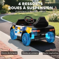 AIYAPLAY Voiture électrique de police enfant 12V, double moteur, télécommande, USB, MP3, musique & klaxon, multicolore(m-6)