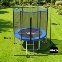 SPORTNOW Trampoline Extérieur Trampoline de Jardin Enfants et Adultes 6 Poteaux au Sol  Charge 80kg 36 Ressorts Ø183cm Bleu(m-3)