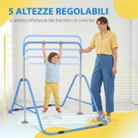 HOMCOM Sbarra Ginnastica Artistica per Bambini 3+ Anni con Altezza Regolabile su 5 Livelli, in Acciaio, Blu(m-4)