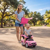 AIYAPLAY Correpasillos 3 en 1 Mercedes-Benz con licencia, barrera de seguridad, espacio de almacenamiento, claxon, 83x40x90cm, Rosa(m-10)