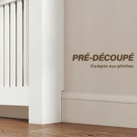 HOMCOM Cache-radiateur avec tiroir de rangement, meuble cache-radiateur en bois à lattes verticales, 78 x 19 x 97 cm, blanc(m-4)