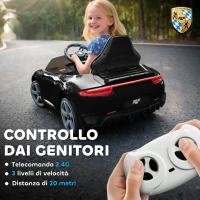 AIYAPLAY Macchina per Bambini 3-5 Anni con Licenza Ufficiale RUF GT, Telecomando, Cintura di Sicurezza e Musica, Nero(m-4)