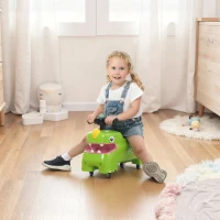 AIYAPLAY Kids Ride On Car, Dinosaur Foot to Floor Slider with Storage, Toddler Walker with Light, Sounds, Green(m-10)