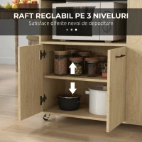 HOMCOM Cărucior de Bucătărie din PAL cu Raft Deschis, Dulap cu 2 Uși și Raft Lateral, 75x40x80,5 cm(m-6)