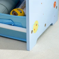 ZONEKIZ 3PCs Kids Bedroom Furniture Set with Bed, Toy Box Bench, Storage Unit with Baskets, Space Themed, for 3-6 Years Old, Blue(m-9)