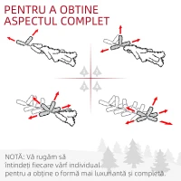 HOMCOM Ghirlandă de Crăciun cu 50 de lumini LED albe și decorațiuni, din plastic și metal, 180x30x30 cm, verde(m-8)