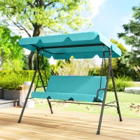 Outsunny Three-Seater Garden Swing Chair, with Adjustable Canopy - Teal(m-10)