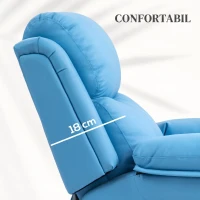 HOMCOM Fotoliu Electric Reclinabil cu Funcție de Ridicare, Suport pentru Picioare și Telecomandă, din Piele PU, 76x90x105 cm, Albastru(m-5)